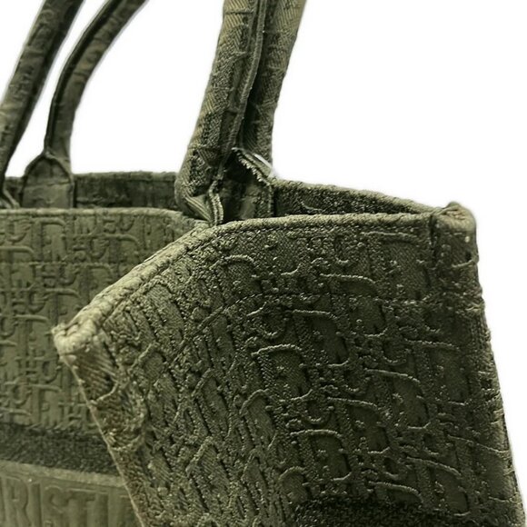 Auth DIOR/ChristianDior Book Tote Large Bag - Khaki Jacquard Tote Bag - Picture 14 of 16
